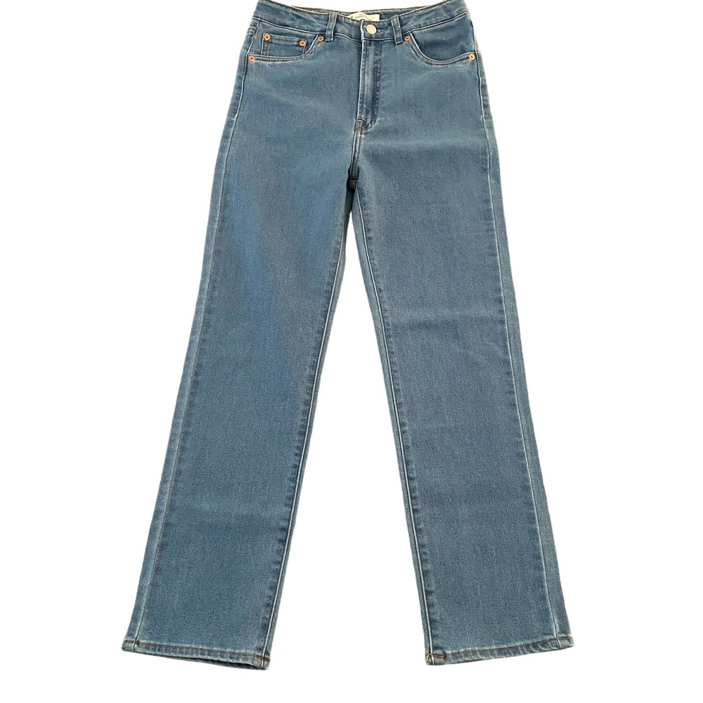 Levi's Ribcage Ankle Straight Kids Teens Denim Jeans Size 16 Light Wash EUC - Picture 2 of 6
